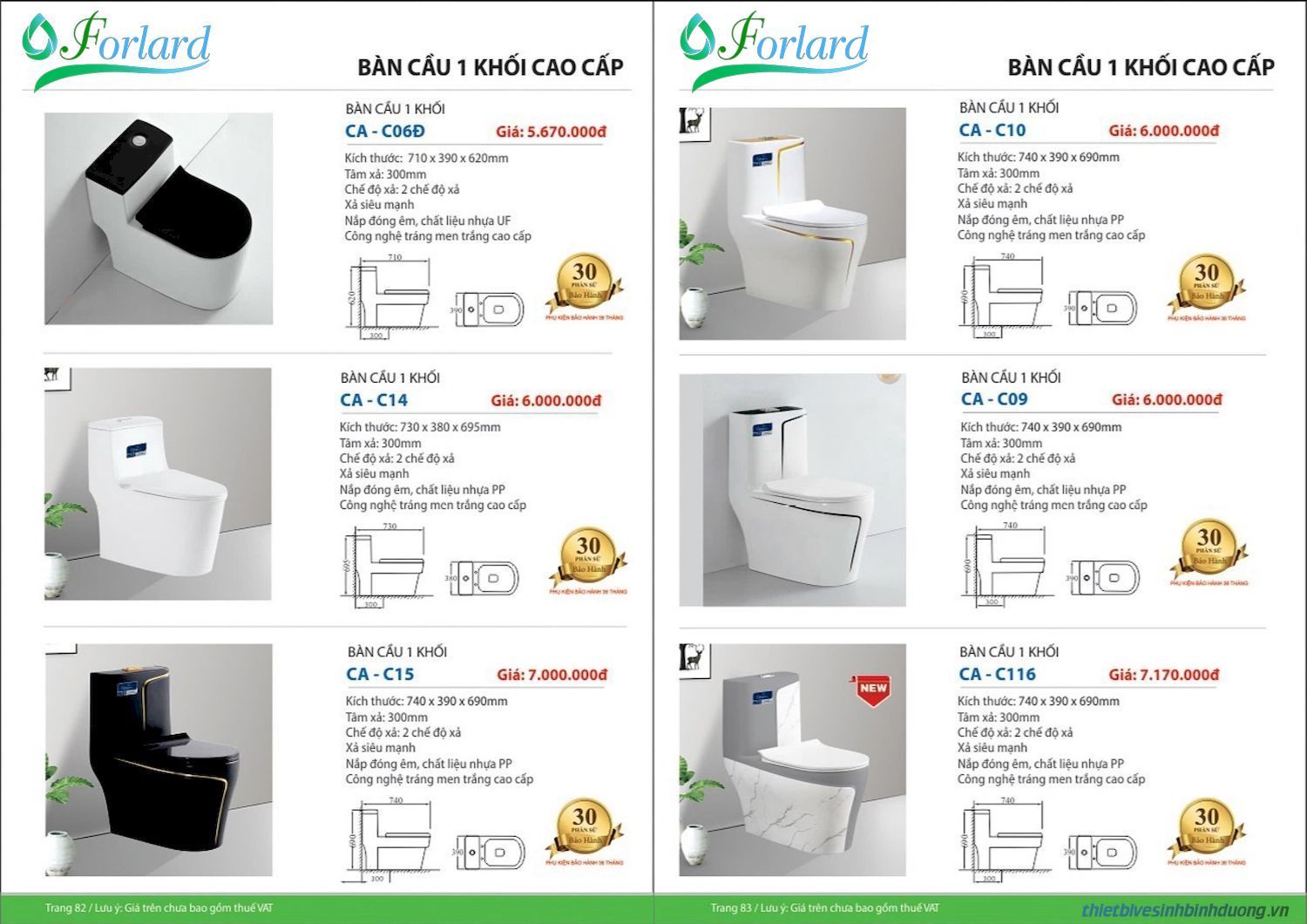 Thiết bị vệ sinh FORLARD Catalogue và Bảng giá mới nhất /Page 41